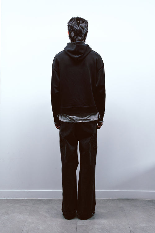 PATCH LOGO DETAIL HOODIE IN BLACK