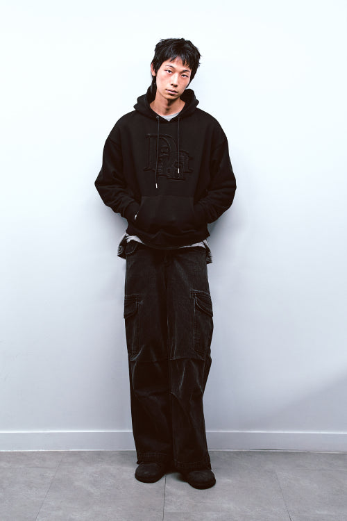 PATCH LOGO DETAIL HOODIE IN BLACK