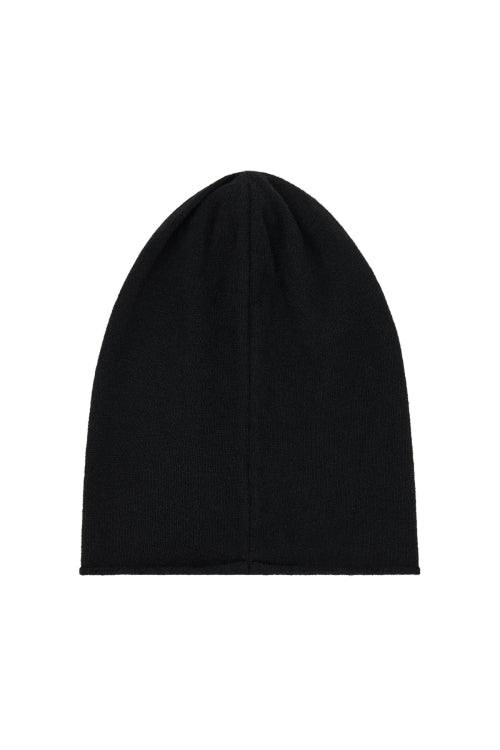LAMBS WOOL PLAIN BEANIE IN BLACK
