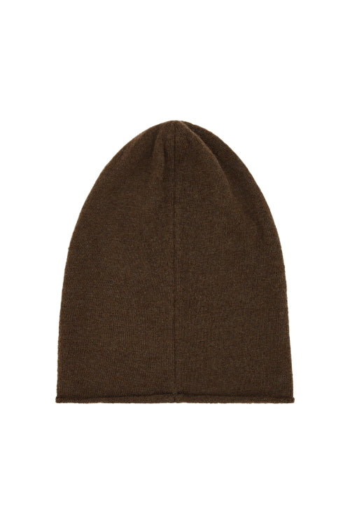 LAMBS WOOL PLAIN BEANIE IN BROWN
