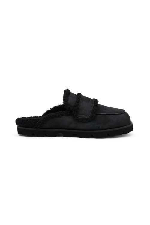 FAUX SHEARLING SLIPPERS IN BLACK