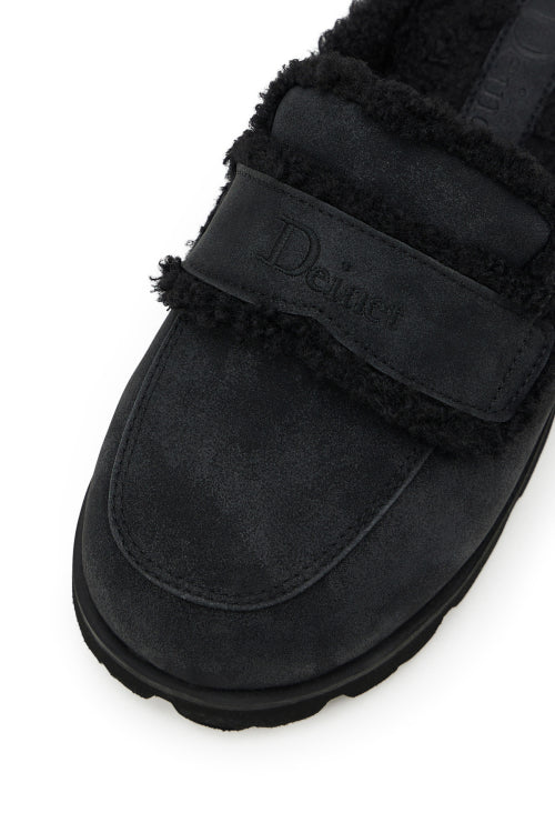 FAUX SHEARLING SLIPPERS IN BLACK