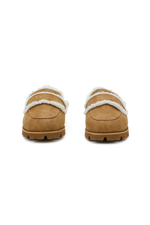 FAUX SHEARLING SLIPPERS IN CAMEL