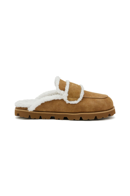 FAUX SHEARLING SLIPPERS IN CAMEL