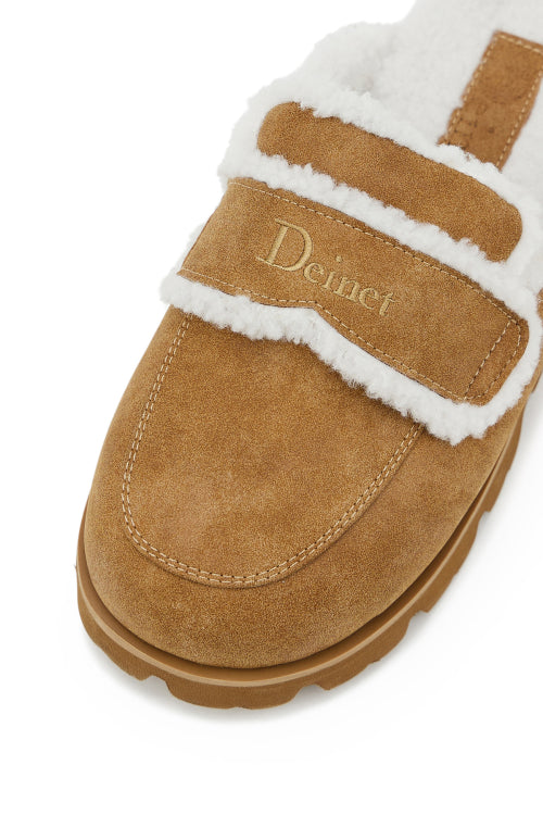 FAUX SHEARLING SLIPPERS IN CAMEL