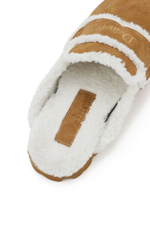 FAUX SHEARLING SLIPPERS IN CAMEL