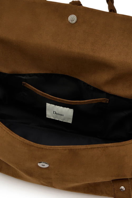 RIBBON-DETAIL SHOULDER BAG IN BROWN