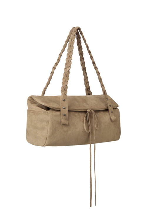 RIBBON-DETAIL SHOULDER BAG IN BEIGE