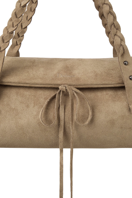 RIBBON-DETAIL SHOULDER BAG IN BEIGE