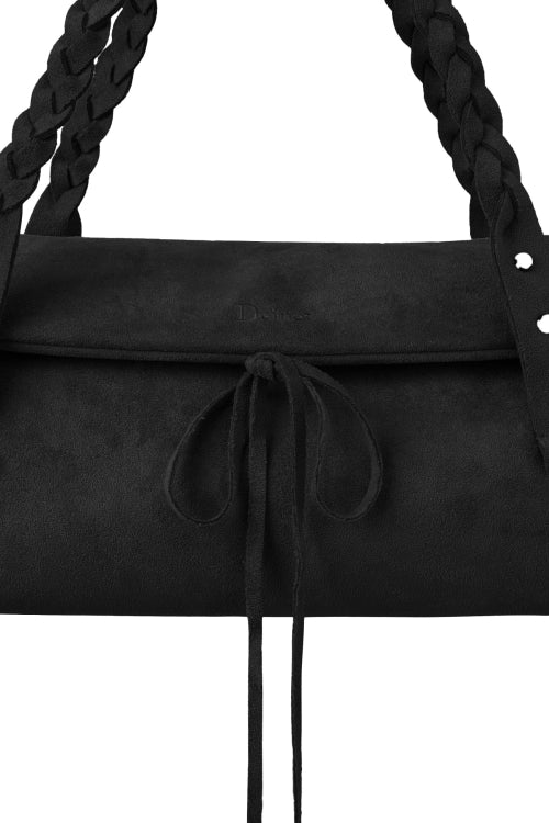 RIBBON-DETAIL SHOULDER BAG IN BLACK