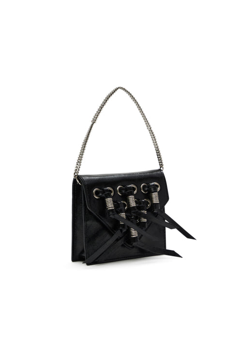 EYELET KNOT DETAIL MINI BAG IN BLACK