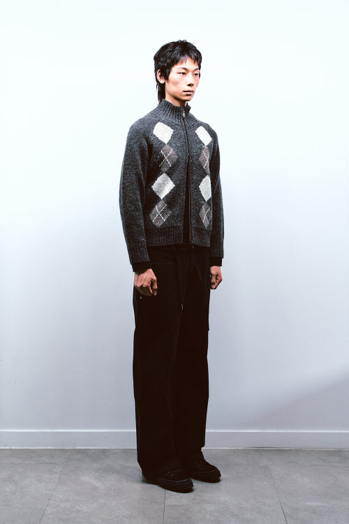 LOOSE PEACH COTTON STUD PANTS IN BLACK