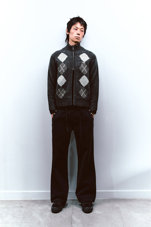 LOOSE PEACH COTTON STUD PANTS IN BLACK