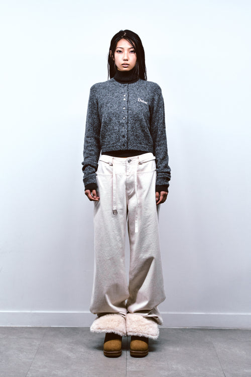 LOOSE PEACH COTTON STUD PANTS IN IVORY