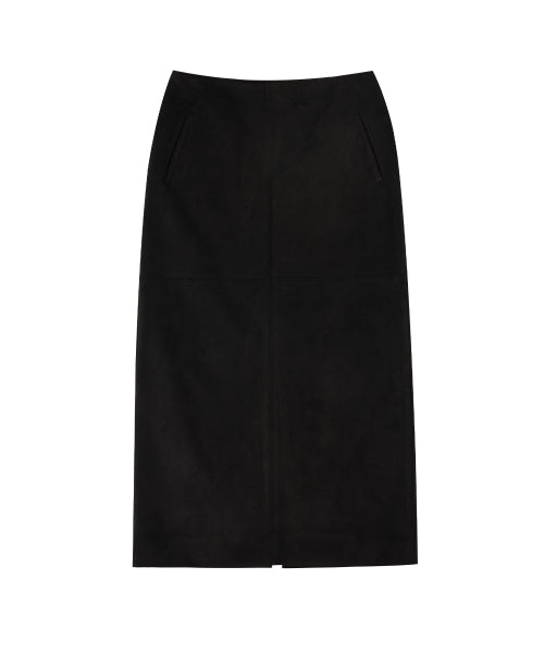 SIST9055 Fake Suede Long Skirt_Black