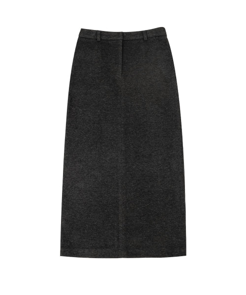 SIST9054 Semi Flare Column Long Skirt_Charcoal
