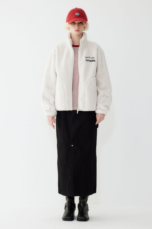 Ride two-rib graphic fleece jacket _cream HH15303301