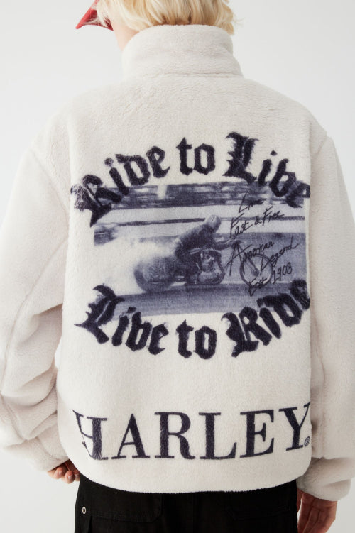 Ride two-rib graphic fleece jacket _cream HH15303301