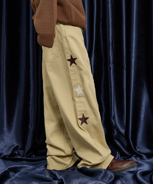 Star Cotton Pants BEIGE