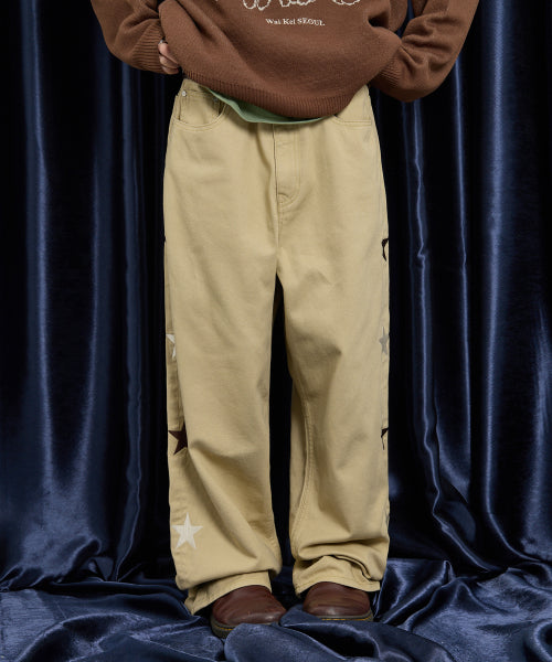 Star Cotton Pants BEIGE