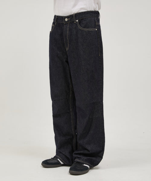 Back Graphic Parachute Denim Pants INDIGO BLUE