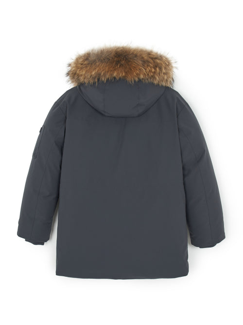 Goff Core Hood FUR Mid Goose Padded BOS (Charcoal Gray)