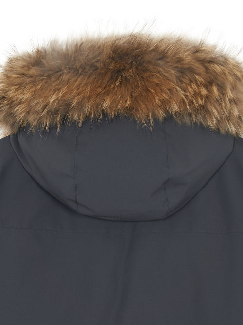Goff Core Hood FUR Mid Goose Padded BOS (Charcoal Gray)