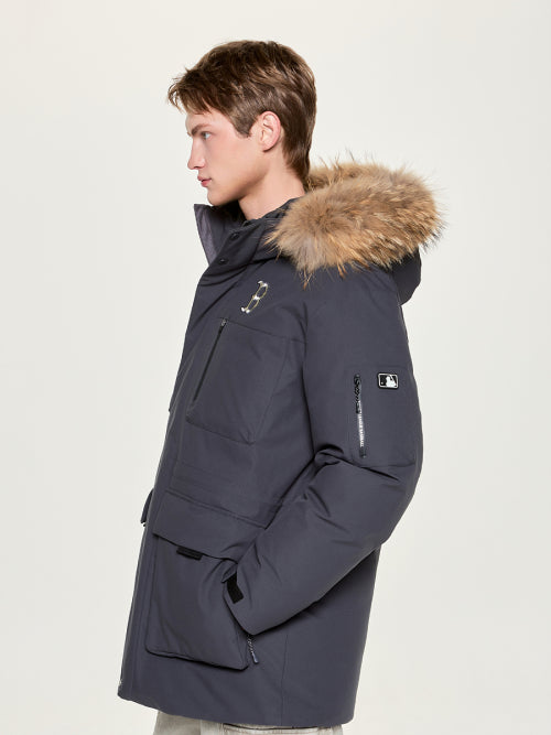 Goff Core Hood FUR Mid Goose Padded BOS (Charcoal Gray)