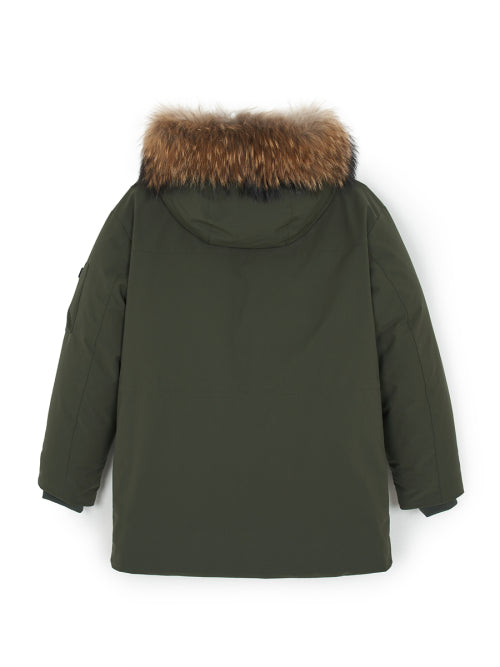 Goff Core Hood FUR Mid Goose Padded BOS (D.Khaki)