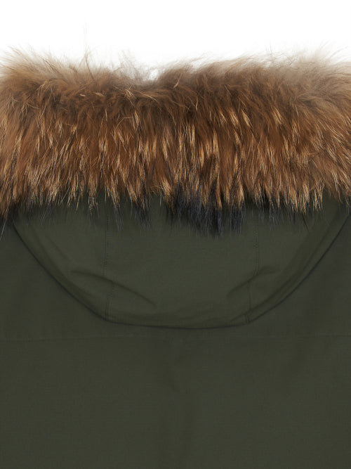 Goff Core Hood FUR Mid Goose Padded BOS (D.Khaki)