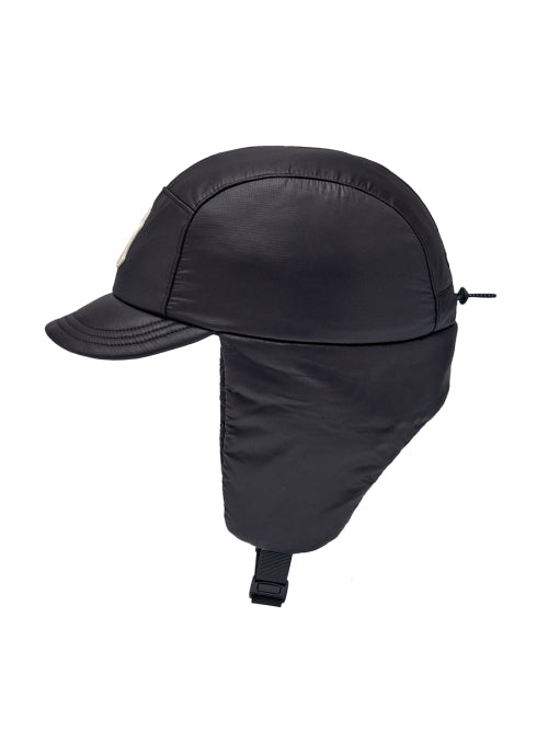 Curved padded earflap cap NY (Black)