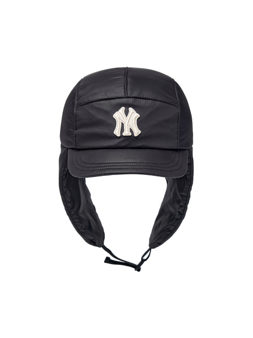 Curved padded earflap cap NY (Black)