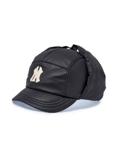 Curved padded earflap cap NY (Black)