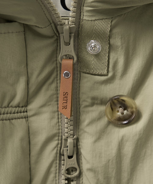 (W) Synthetic Fur Collar Hood Long Down Khaki