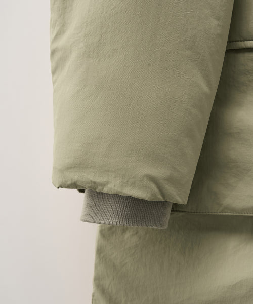(W) Synthetic Fur Collar Hood Long Down Khaki