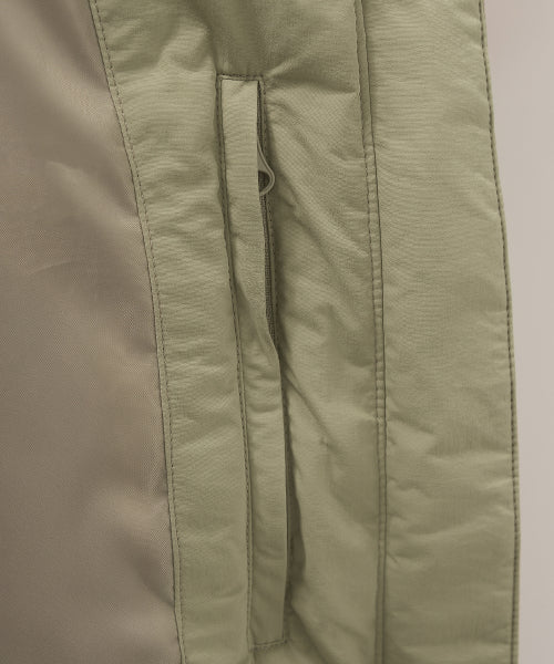 (W) Synthetic Fur Collar Hood Long Down Khaki
