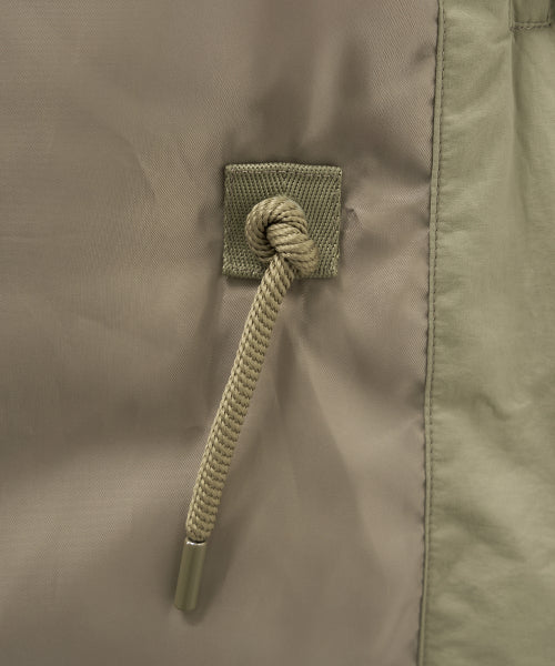 (W) Synthetic Fur Collar Hood Long Down Khaki