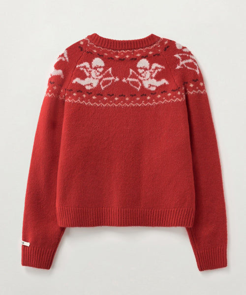 (W) Holiday Angel Knit Cardigan Red