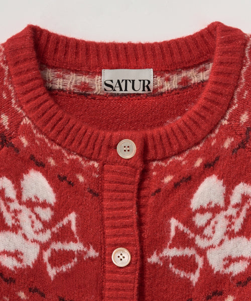 (W) Holiday Angel Knit Cardigan Red