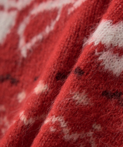 (W) Holiday Angel Knit Cardigan Red