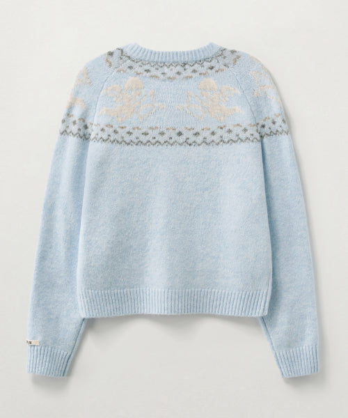 (W) Holiday Angel Knit Cardigan Sky Blue