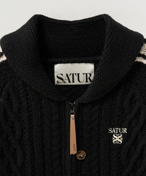 (W) Lawton Cowichan Knit Cardigan Black