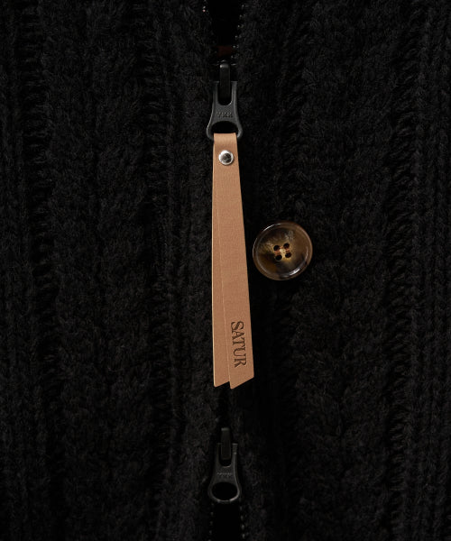 (W) Lawton Cowichan Knit Cardigan Black