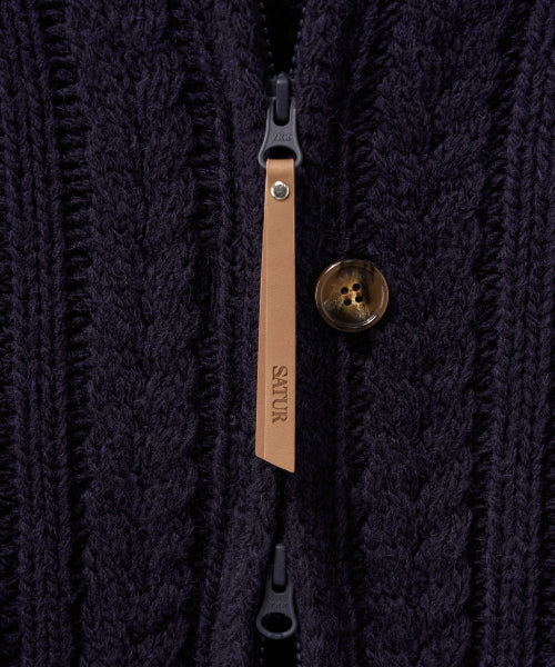 (W) Lawton Cowichan Knit Cardigan Navy