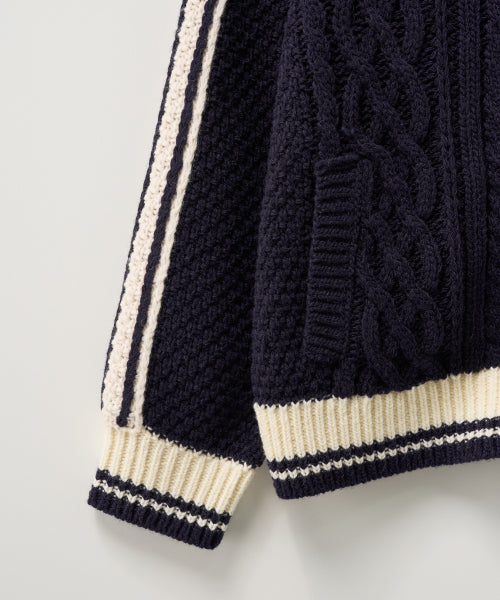 (W) Lawton Cowichan Knit Cardigan Navy