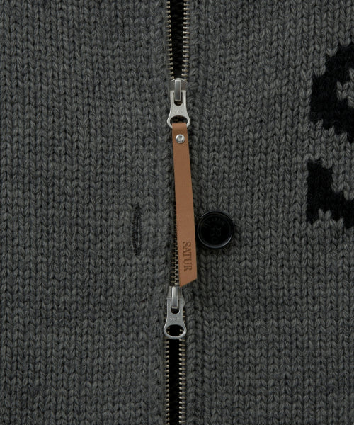Knit Varsity Jacket Charcoal