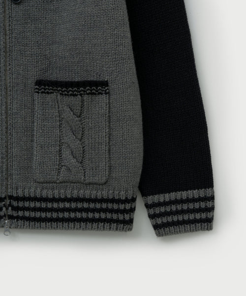 Knit Varsity Jacket Charcoal