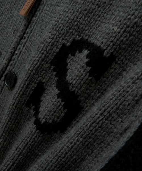 Knit Varsity Jacket Charcoal