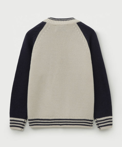 Knit Varsity Jacket Cream