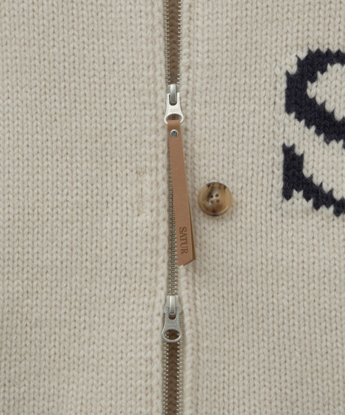 Knit Varsity Jacket Cream
